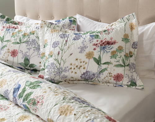 Danielle Recycled Polyester Coverlet Set, Floral, Green,