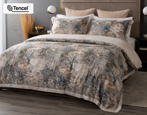 Captiva Duvet Cover, TENCEL Lyocell, Botanical, Brown,