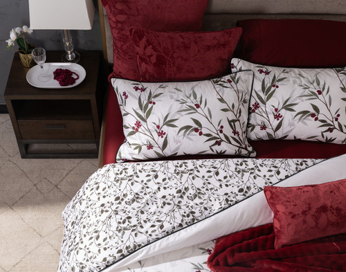 Laurentian Euro Sham, Botanical, Red, 26" x 26"