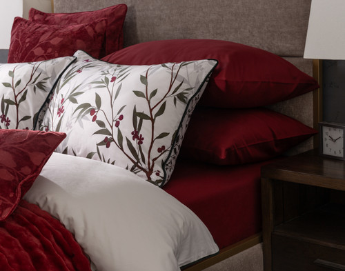 Laurentian Euro Sham, Botanical, Red, 26" x 26"