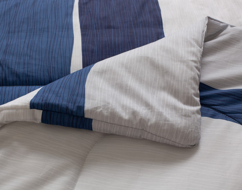 Leo Cotton Comforter Set, Geometric, White,