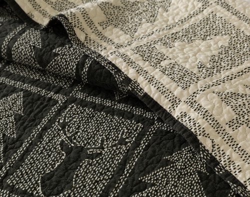 Deep Forest Cotton Quilt Set, Geometric, Green,