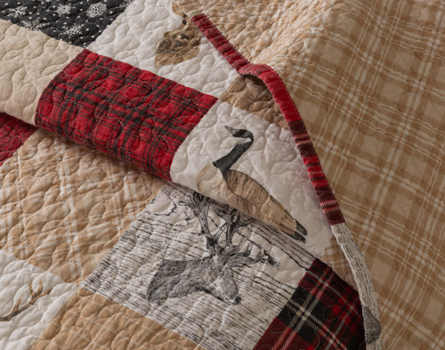 North Wood Cotton Quilt Set, Patchwork, Red,