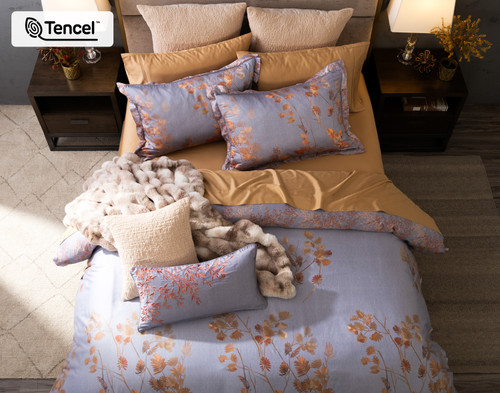 Wynwood Duvet Cover, TENCEL Lyocell, Botanical, Orange,