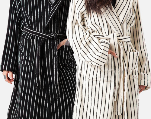 Yarn Dye Terry Hooded Bathrobe White