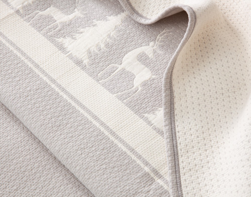 Deer Trail Cotton Jacquard Quilt Set, Scenic, Grey,