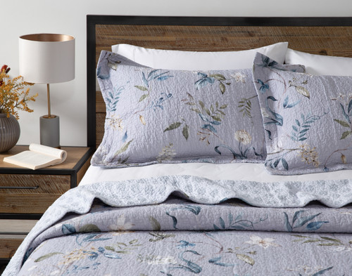 Sara Cotton Quilt Set, Floral, Purple,