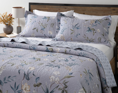 Sara Cotton Quilt Set, Floral, Purple,