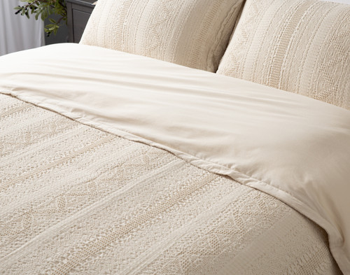 Rustico Duvet Cover, Cotton, Textured, Beige,