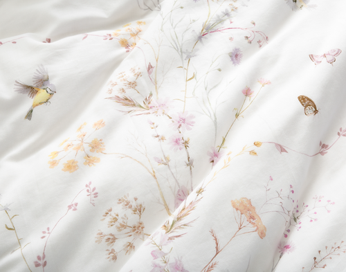 Elysium Duvet Cover, Cotton, Floral, White,
