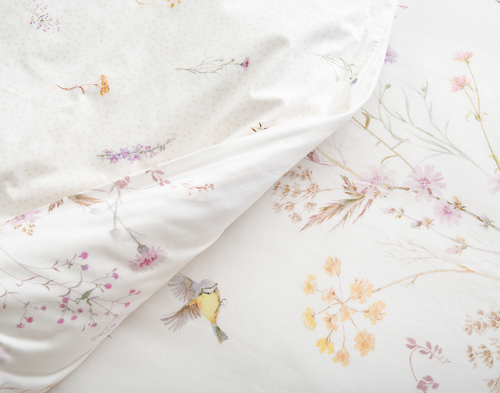 Elysium Duvet Cover, Cotton, Floral, White,