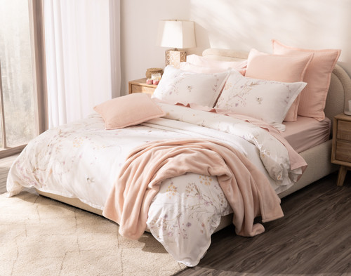 Elysium Duvet Cover, Cotton, Floral, White,