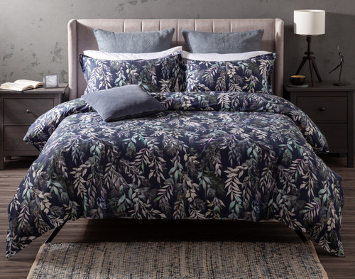 Kona Bay Duvet Cover, Cotton, Botanical, Blue,