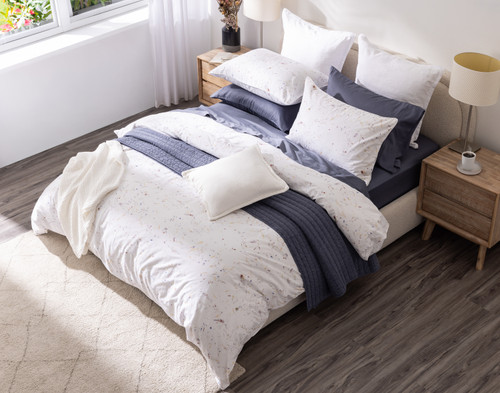 Memories Duvet Cover, Cotton, Floral, White,