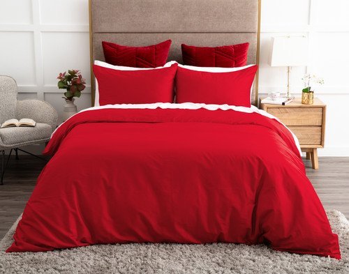 Heartfelt Duvet Cover, Cotton Set, Red,