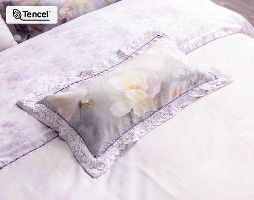 Constance Boudoir Pillow Cover, Floral, Purple, 24" x 12"