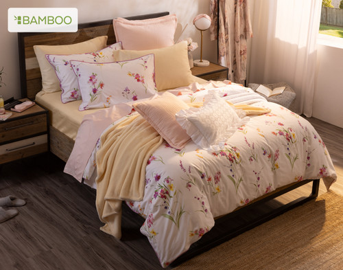 Delicata Duvet Cover, Cotton, Bamboo Floral, Purple,
