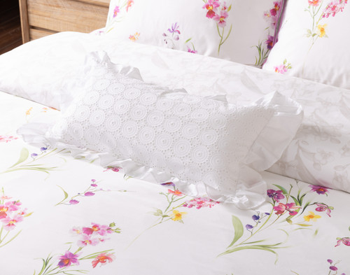 Delicata Boudoir Pillow Cover, Geometric, White, 24" x 12"