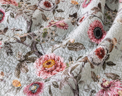 Eloise Cotton Quilt Set, Floral, Pink,