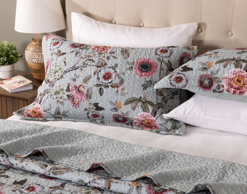 Eloise Cotton Quilt Set, Floral, Pink,