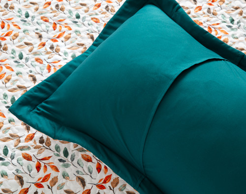 Autumn Drift Recycled Polyester Coverlet Set, Botanical, White,