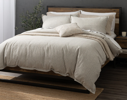 Estrada Duvet Cover, Cotton, Geometric, Beige,