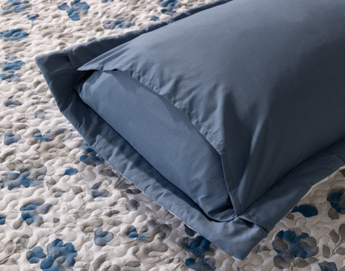 Blaire Recycled Polyester Coverlet Set, Floral, Blue,