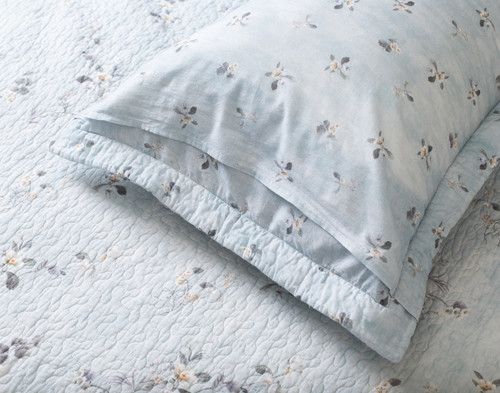 Adeline Cotton Quilt Set, Floral, Blue,