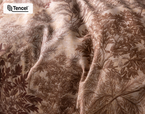 Henna Leaf Duvet Cover, TENCEL Lyocell, Botanical, Red,