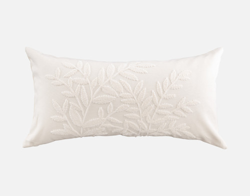 Silverbough Boudoir Pillow Cover, Botanical, White, 24" x 12"