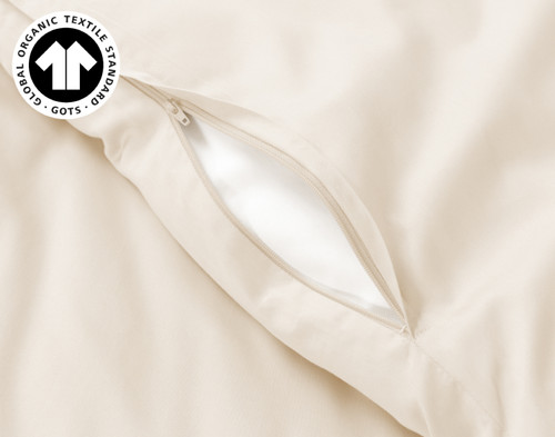 Undyed & Unbleached Organic Cotton Sateen Duvet Cover, GOTS Certified, Beige,