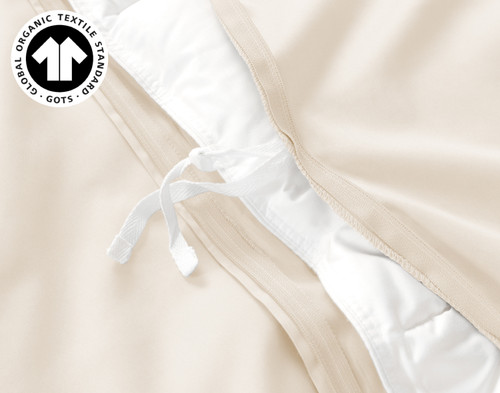 Undyed & Unbleached Organic Cotton Sateen Duvet Cover, GOTS Certified, Beige,