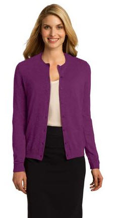 Ladies Cardigan Sweater Knit 8-Button Placket - Main Image