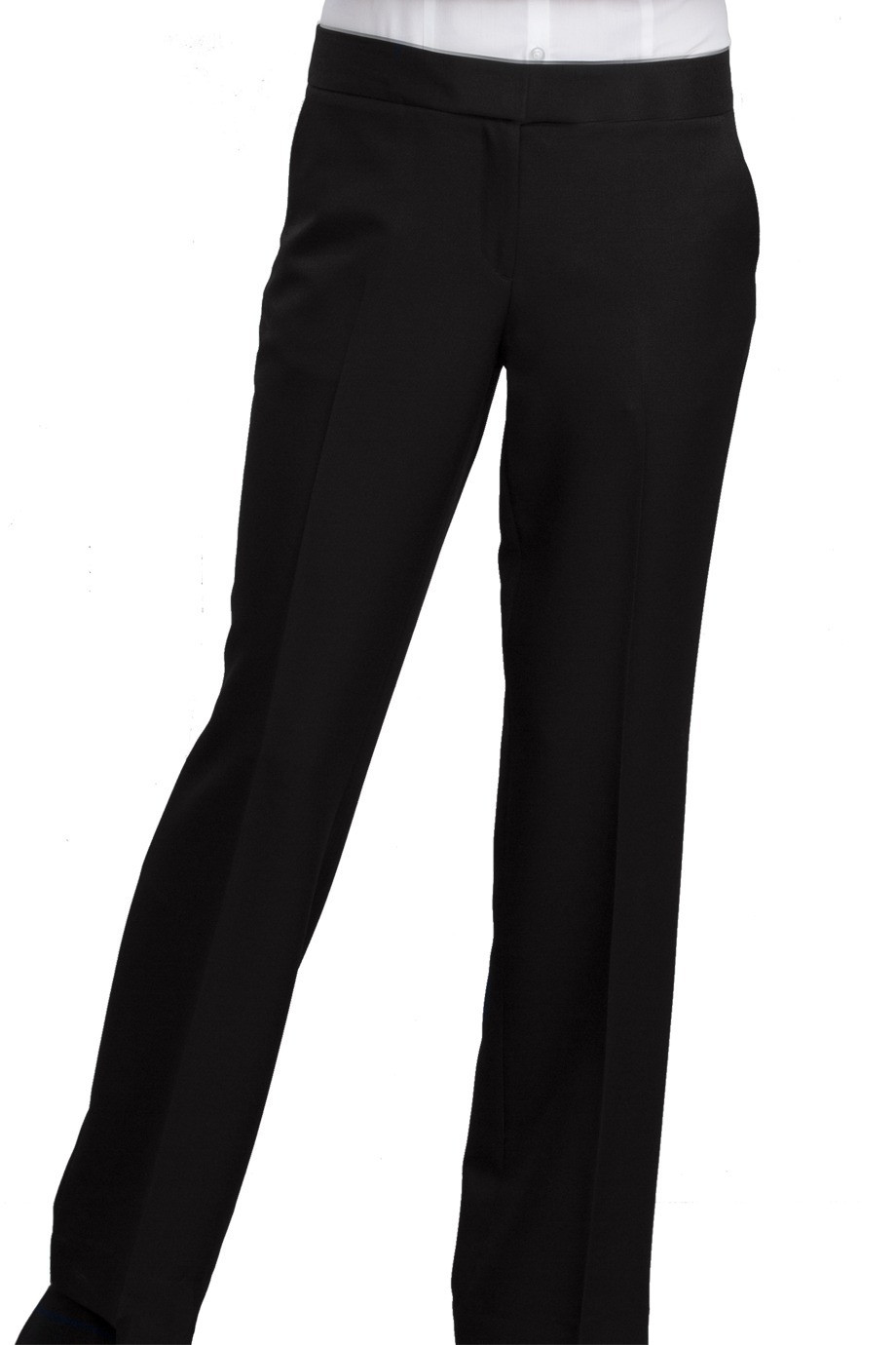 Flat Front Womens Black Dress Pants Long Ladies Extreme Washable