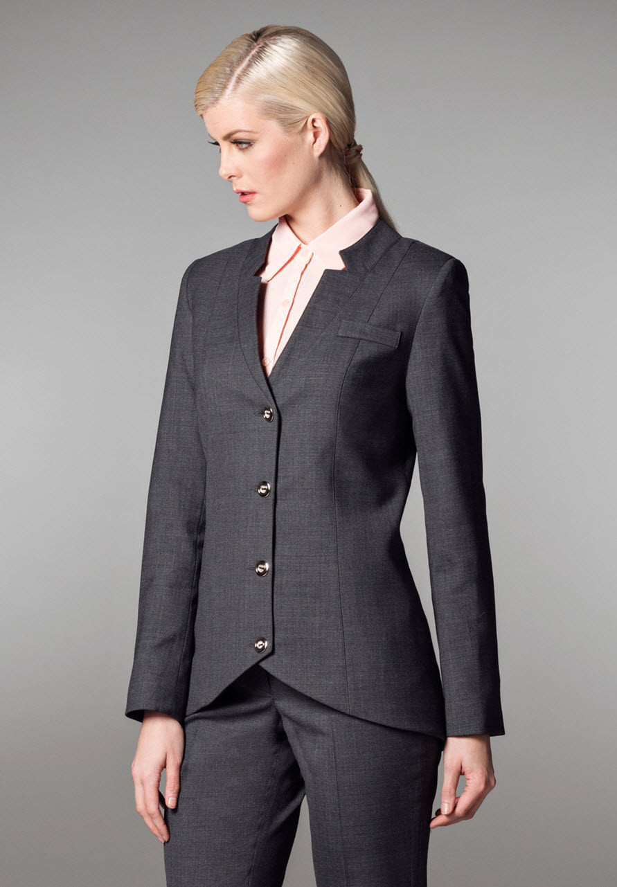 Ladies Hotel High-Low Notch Collar Tailored Suit Jacket