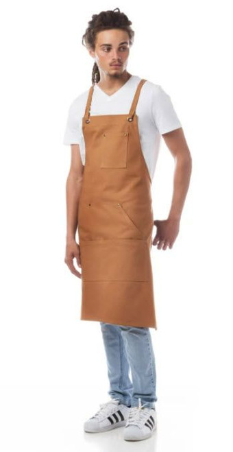 Canvas Bib Apron - Khaki | Boldric