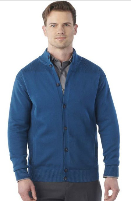 Men's Rib Collar Cardigan - 8-Button Men's Cardigan