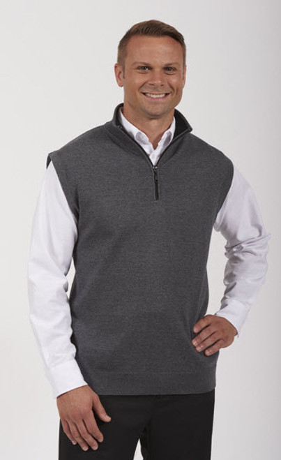 Contrasting Collar 1/4-Zip Vest - SharperUniforms.com