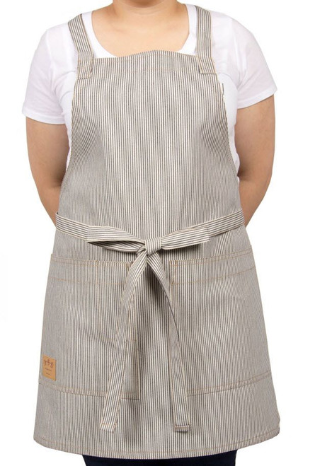 Cotton Railroad Stripe Cross-Back Bib Apron (12 Minimum, Not