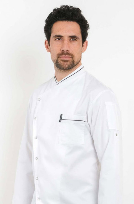 Bragard Contrast Piping Convertible Sleeve Poly Cotton Chef Jacket