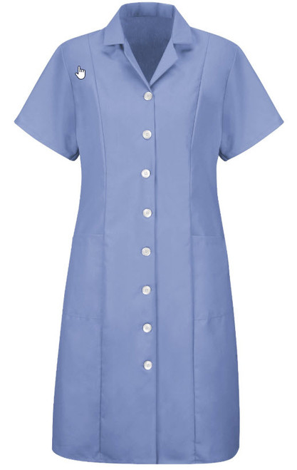 Ladies Button-Front Short Sleeve Housekeeping Dress