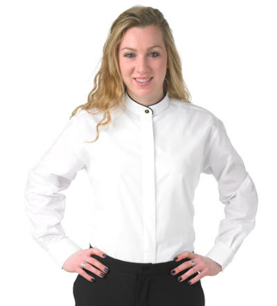 Black Trimmed Ladies Tuxedo Shirt: SharperUniforms.com