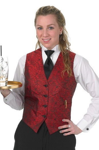 Ladies Banquet Paisley Vest Red - Size Xs