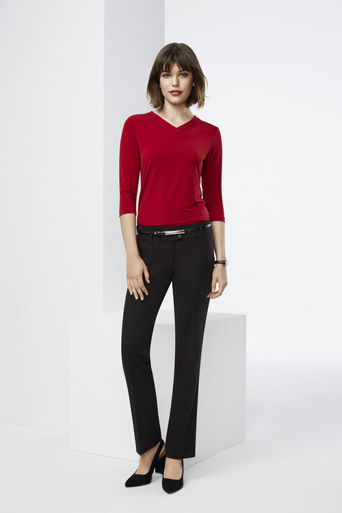 Ladies V-Neck Jersey Knit Shirts - Casual Work Tops