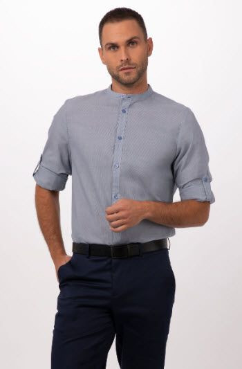 Men's Upscale Stand Up Collar Performance Shirt - Quality Restaurant  Uniforms