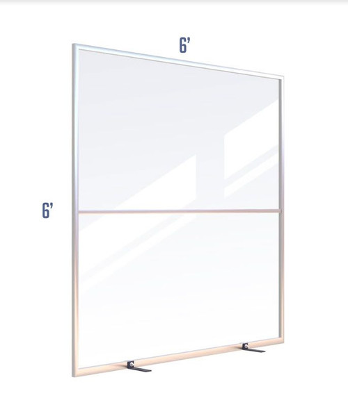 Clear Mobile Room Divider  Rolling Acrylic Barrier - Sneeze Guard EZ