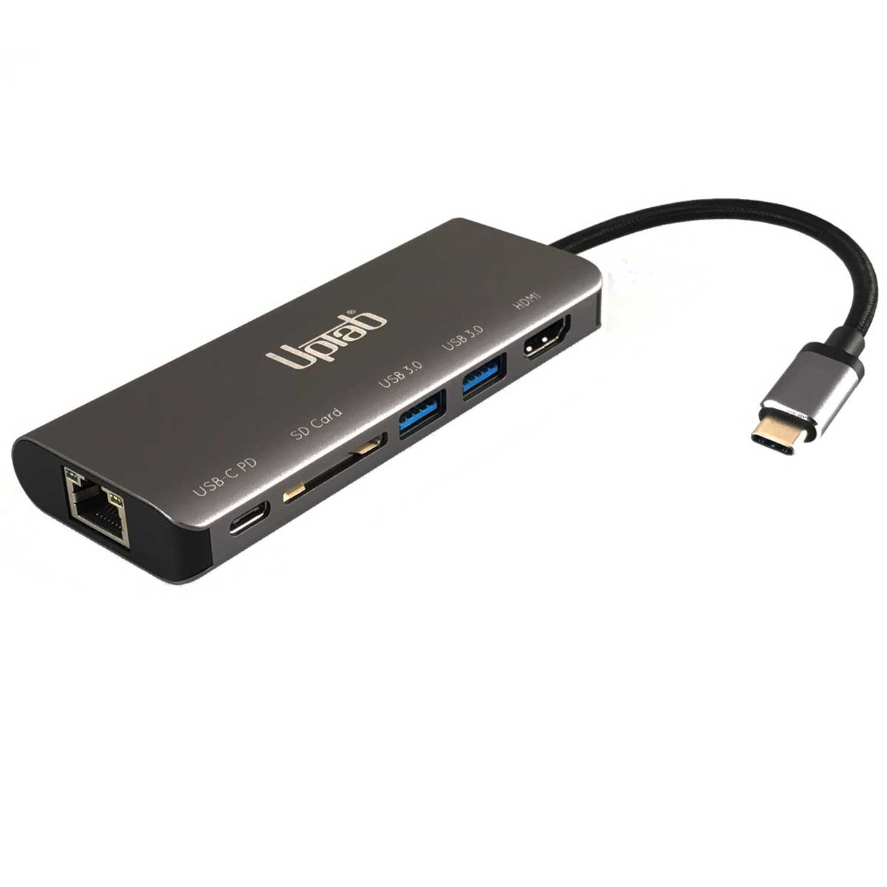 USB-C to HDMI 4K 2x USB 3.2 5Gbps, Card Reader, PD, Gigabit Ethernet - UPTab