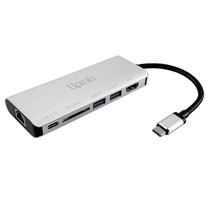 UPTab USB-C a HDMI 4K, 2 USB 3.0, lector de tarjetas, USB-C PD y adaptador Gigabit Ethernet