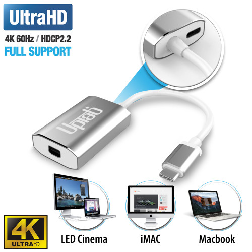 Adaptador USB-C a Mini DisplayPort 4K@60Hz Plata - UPTab