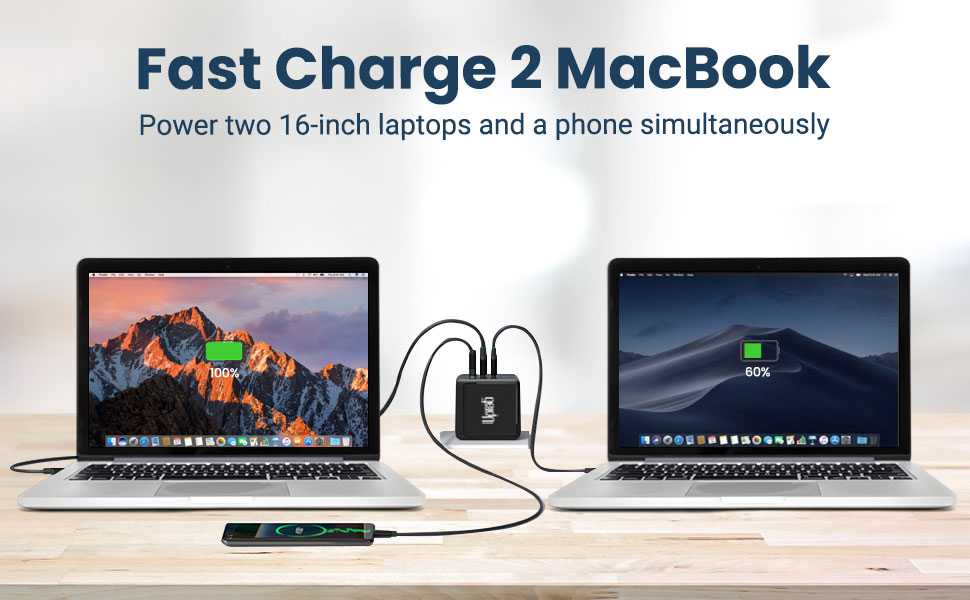 UPTab Fast GaN+ Charger can charge two laptops simultaneously 